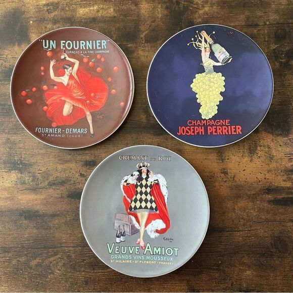 VNT POTTERY BARN "BUBBLY" Decorative Cocktail Plates Set of 3 - Picture 1 of 5